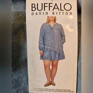 Buffalo David Bitton Blue Chambray Long Sleeve Dress, Size XXL, NWT